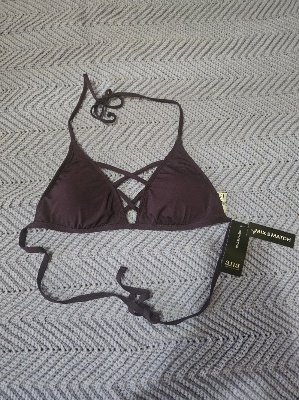 Women's Crisscross Triangle Bikini Top - Plum Size Medium NWT